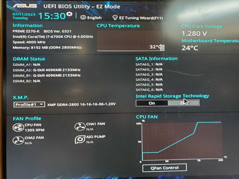 Asus Prime Z270-K Motherboard with Intel i7-6700K @ 4.00 GHZ, 8GB DDR4 Combo