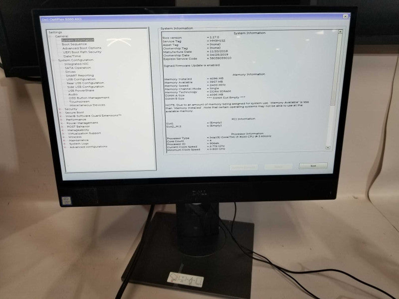 Dell Optiplex 5260 AiO 21.5\\" I3-8100 @ 3.60ghz / 4gb ram / READ #
