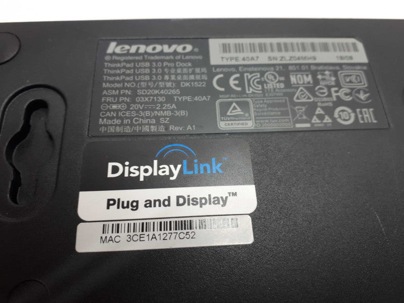 Genuine Lenovo ThinkPad USB 3.0 Pro Dock DK1522 Docking Station Q&