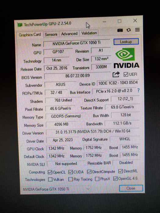 Asus Dual GTX 1050ti 4GB