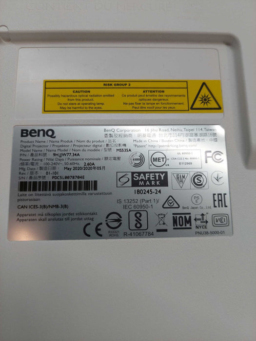BenQ Projector Model: MS535A
