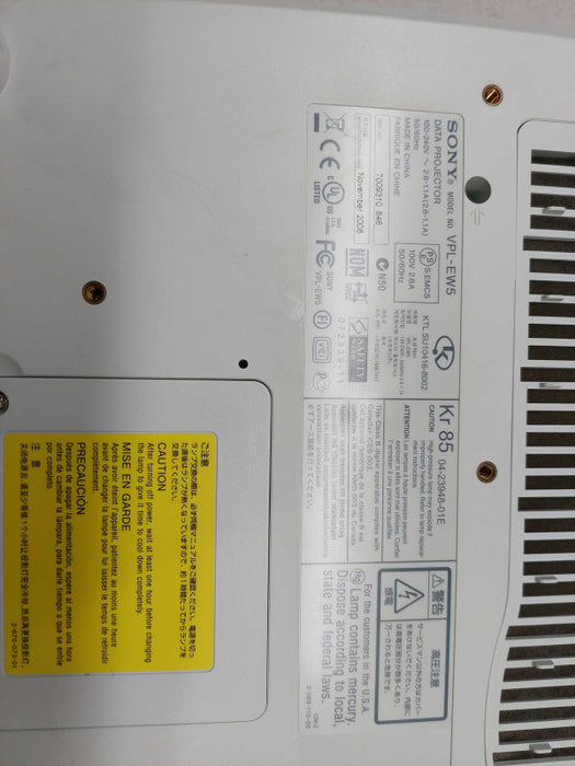 Sony Projector Model: VPL-EW5