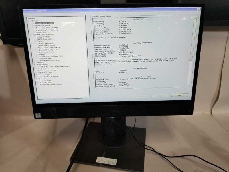 Dell Optiplex 5260 AiO 21.5\\" I3-8100 @ 3.60ghz / 4gb ram / READ Q#