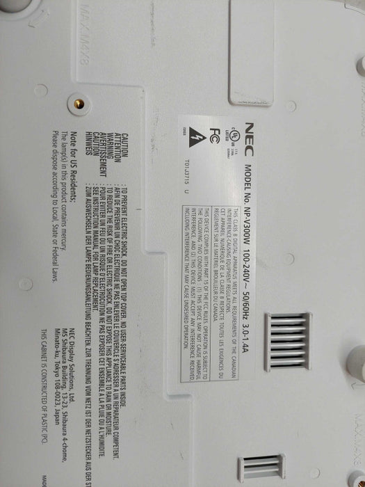 NEC Projector Model: NP-V300W