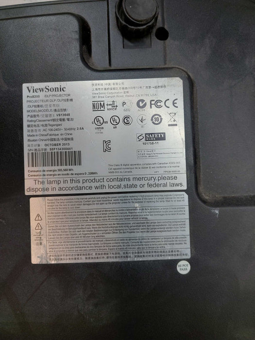 ViewSonic Projector Pro8200 Model: VS13648