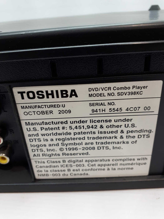 Toshiba DVD VCR Player Combo VHS Recorder  SDV398KC2  &