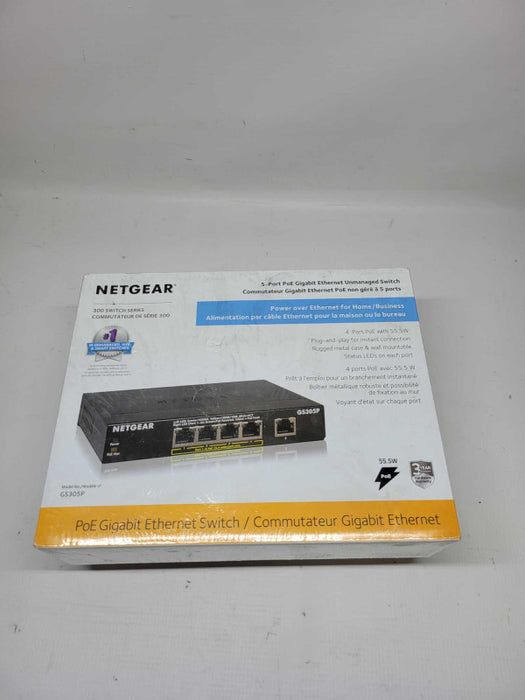 NETGEAR GS305P 5-Port Unmanaged PoE Switch - Black - NEW