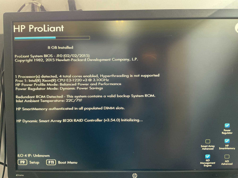 HP ProLiant ML10 v2 Intel Xeon E3-1220 v3 @3.10GHz 8GB RAM RAID B120i  -