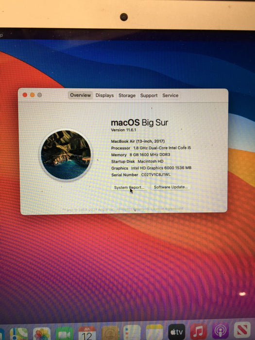 Apple MacBook Air 13-inch 2017 Intel Core i5-5350U GHZ 8GB RAM 256GB SSD READ