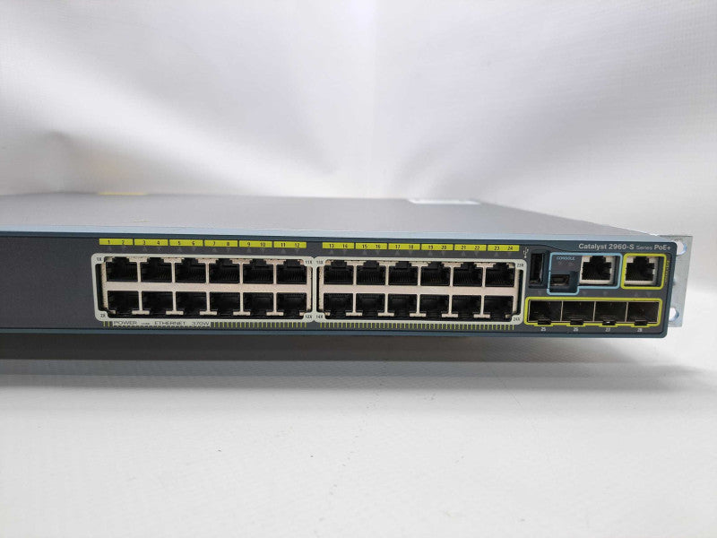 Cisco WS-C2960S-24PS-L 24 Port PoE+ Gigabit Switch + Rackmount Ears Q)