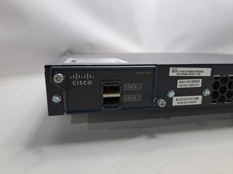Cisco WS-C2960S-48LPS-L 48-Port Gigabit POE Managed Switch w/ C2960S-Stack Q)
