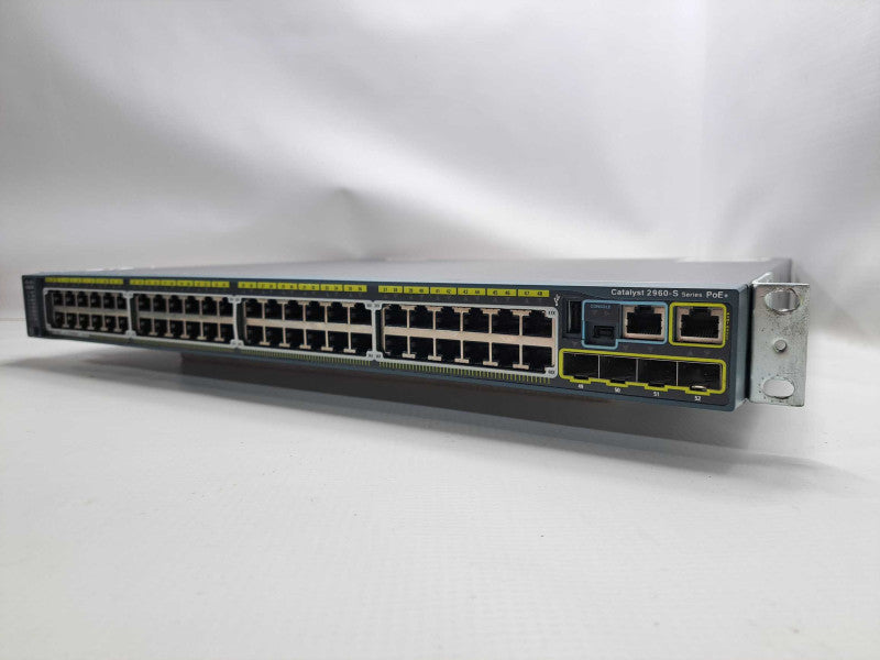 Cisco WS-C2960S-48LPS-L 48-Port Gigabit POE Managed Switch w/ C2960S-Stack Q)