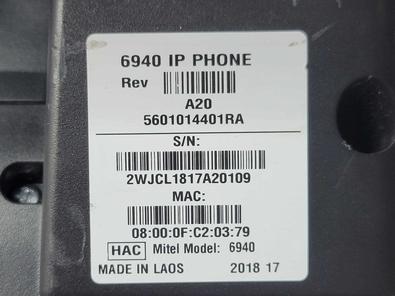 Mitel 6940 Touchscreen Office IP Phone Rev A20 5601014401RA, Read _