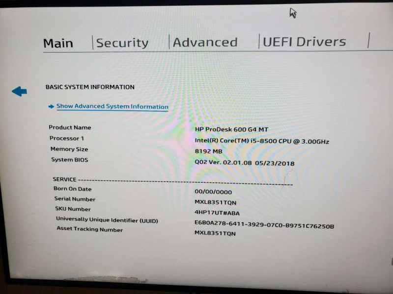 HP ProDesk 600 G4 SFF Intel i5-8500 CPU  @ 3.00GHz 8GB DDR4 RAM  Q