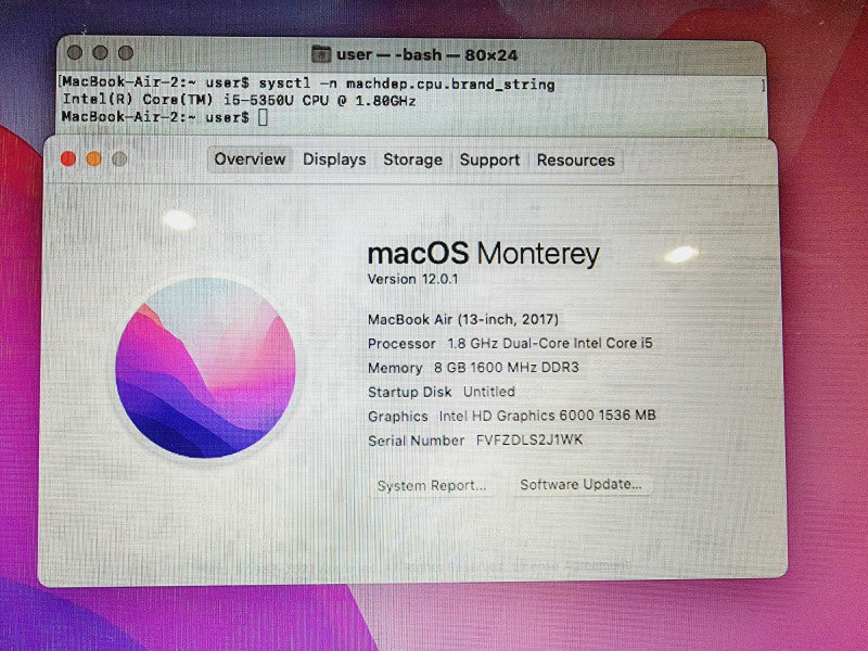 Apple Macbook Air 2017 13\\" Core i5-5350U @ 1.8GHz 8GB DDR3 120GB SSD (