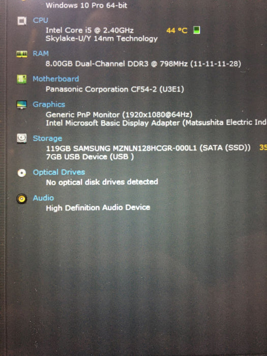 Panasonic TOUGHBOOK CF-54 TOUCH Laptop i5-6300U 8GB RAM 128GB M.2 SSD  READ!