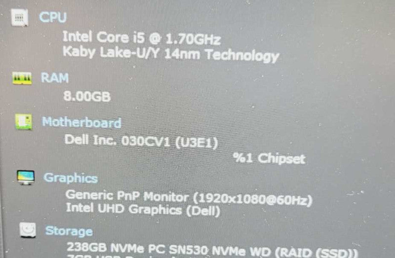 Dell Latitude 5410 14\\" FHD i5-10310U 1.7GHz 256GB SSD 8GB RAM READ =