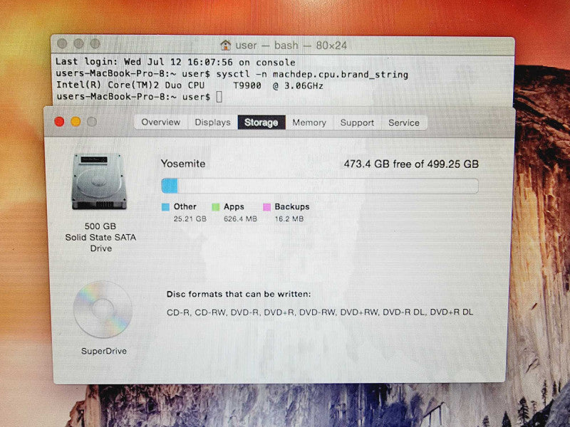 Apple Macbook Pro 2009 17\\" Core 2 Duo T9900 @ 3.06GHz 4GB DDR3 500GB SSD (