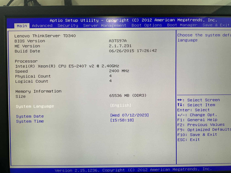 Lenovo TD340 Intel Xeon E5-2407 v2 @2.40GHz 64GB RAM  -