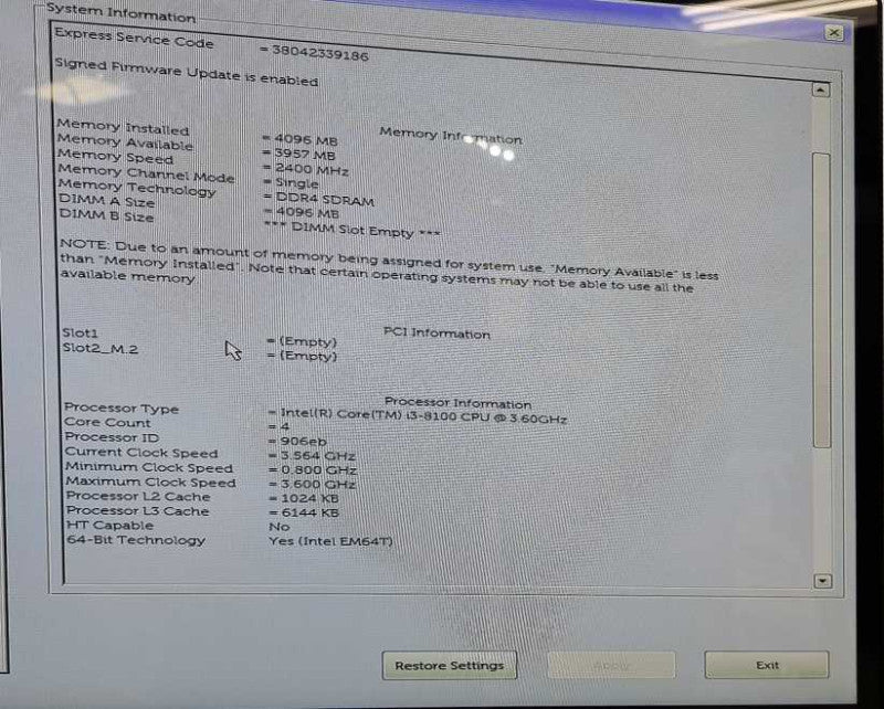 Dell OptiPlex 5260 AIO i3-8100 @3.6 4GB DDR4 21.5\\" Touch Screen )