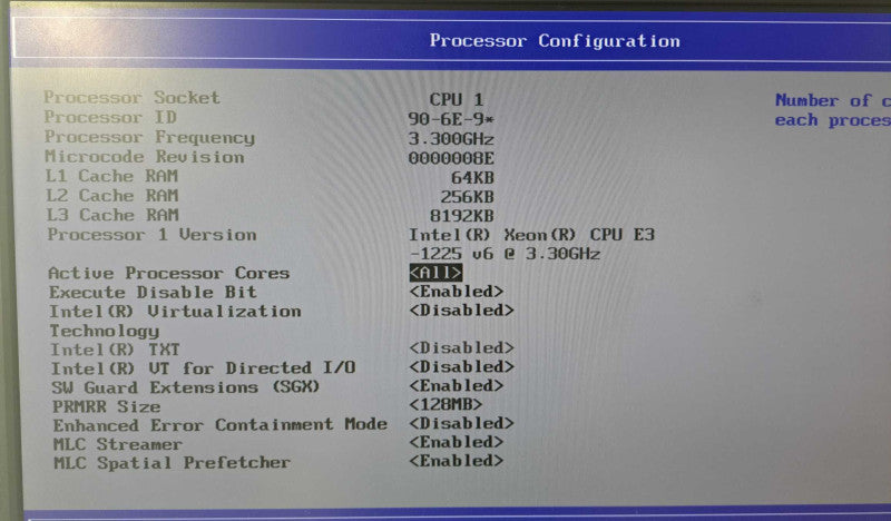 Intel Server S1200SPL MB 1x Xeon E3-1225 v6 @ 3.30GHz 8GB DDR4 1x PSU )