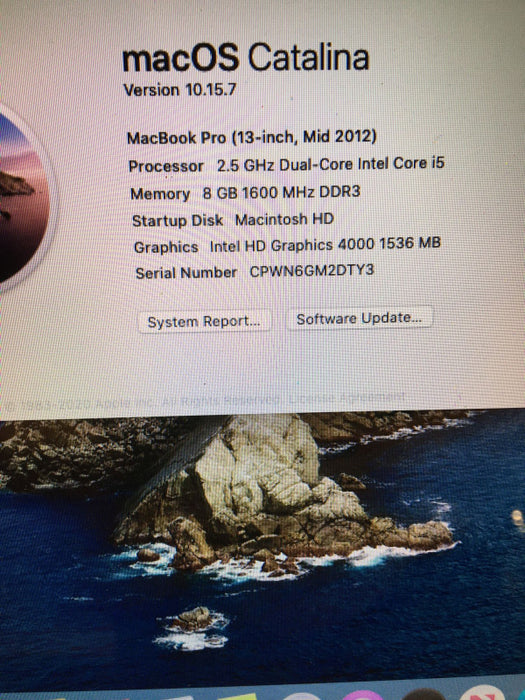 Apple MacBook Pro Mid 2012 Intel Core i5-3210M 8GB RAM 250GB SSD