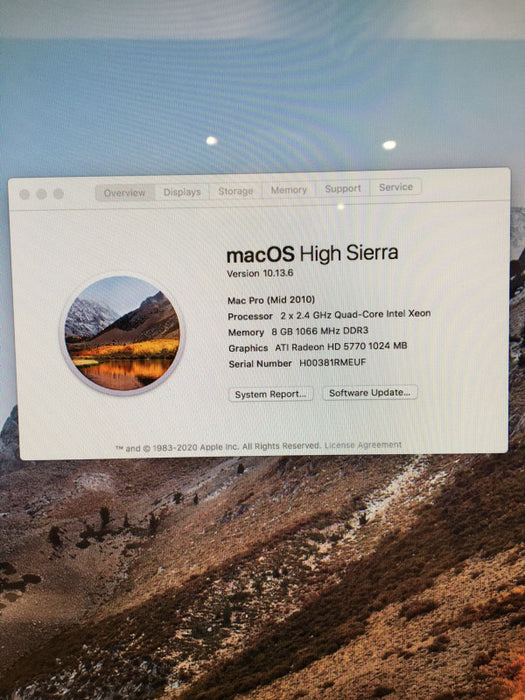 Apple Mac Pro Mid 2010 2x Xeon E5620 Radeon HD5570 1GB 8GB RAM No HDD READ!