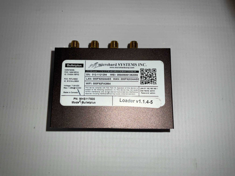 Microhard Systems Bulletplus MHS117500 Ethernet & Serial Gateway w/WIFI Q-