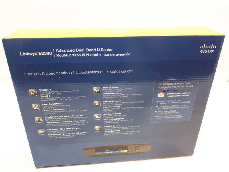 New Linksys E2500 Advanced Dual-Band N Router Mbps 4-Port 10/100 Wireless  &