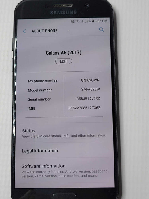 Samsung Galaxy A5 2017 SM-A520W 32GB Smart Phone _
