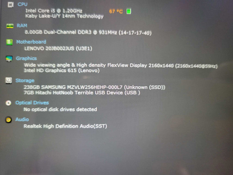 Lenovo ThinkPad X1 Tablet Gen2, Core I5-7Y57 1.2GHz, 8GB, 256GB SSD, SEE  _