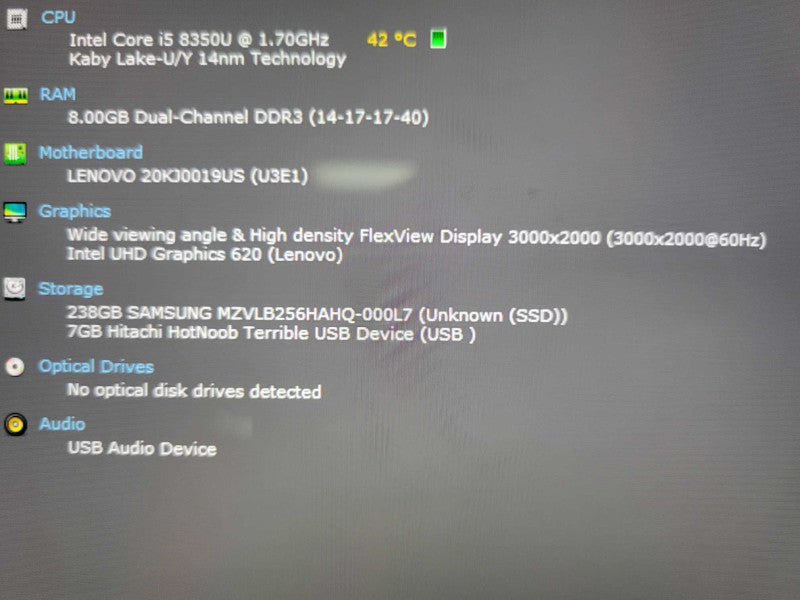 Lenovo ThinkPad X1 Tablet Gen3, Core I5-8350U 1.7GHz, 8GB, 256GB SSD, SEE Q_
