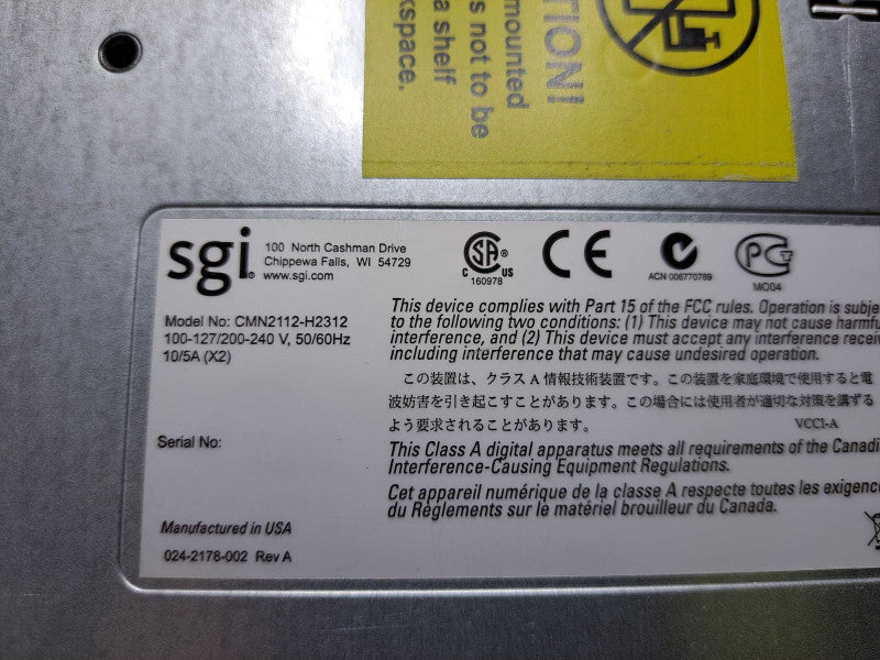 SGI 4 Node Server (2x Xeon E5-2630 v2 @ 2.60GHz 128GB Ram)/Node 2x 1600W PSU )