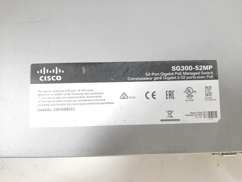 Cisco SG300-52MP-K9 52 Port PoE Gigabit Network Managed Switch W/ Ears $