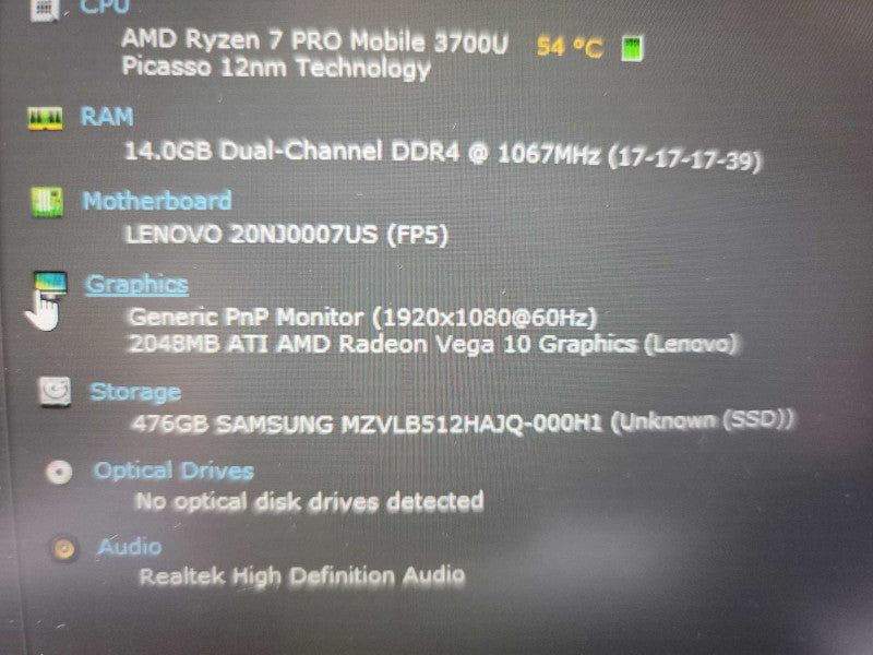 Lenovo T495 AMD Ryzen 7 Pro Mobile 3700U, 14GB DDR4, 512GB SSD **BIOS LOCKED* Î²
