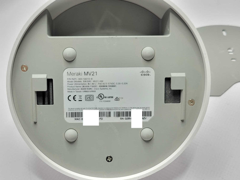 Cisco Meraki MV21-HW Cloud Dome Camera Indoor Security 720p Unclaimed Q_
