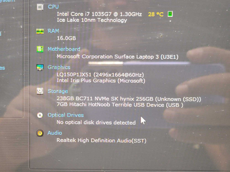 Microsoft Surface Core i7-1035G78 1.3GHz 16GB RAM 256GB Storage, Read _