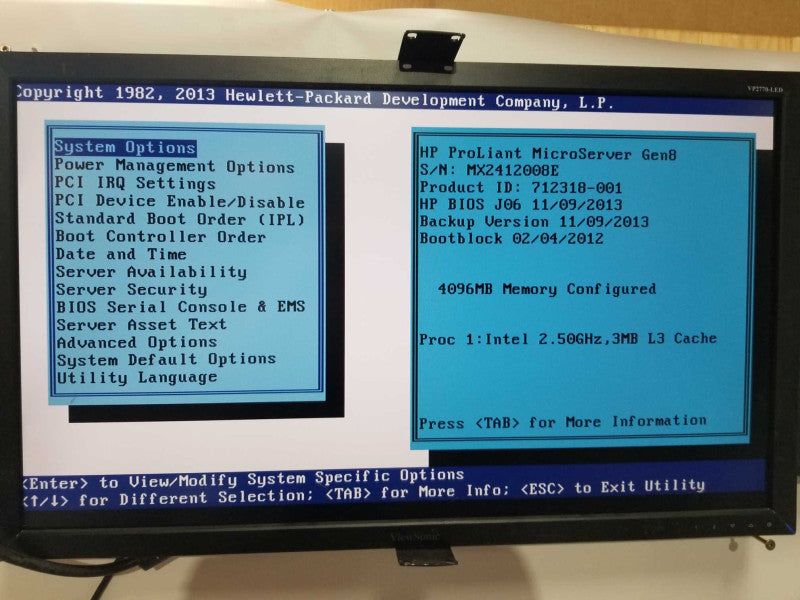 HP Proliant MicroServer Gen8 Pentium G2020T @ 2.50ghz / 4gb ram / P222 Raid #