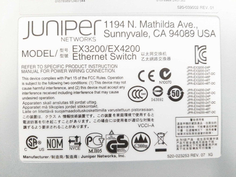 Juniper Networks EX 4200 Series 8 PoE EX-4200-48T Ethernet Switch Q$