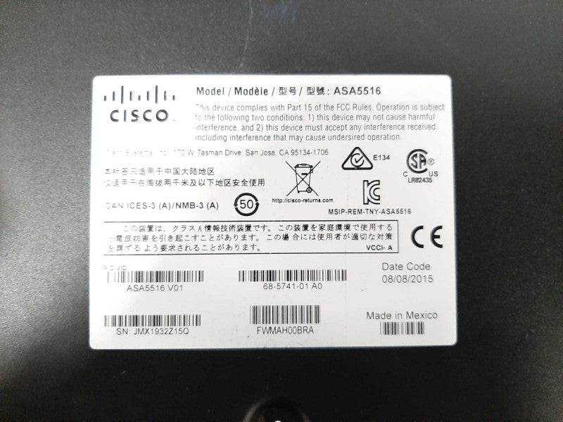 Cisco ASA 5516-X Firewall Adaptive Security Appliance $