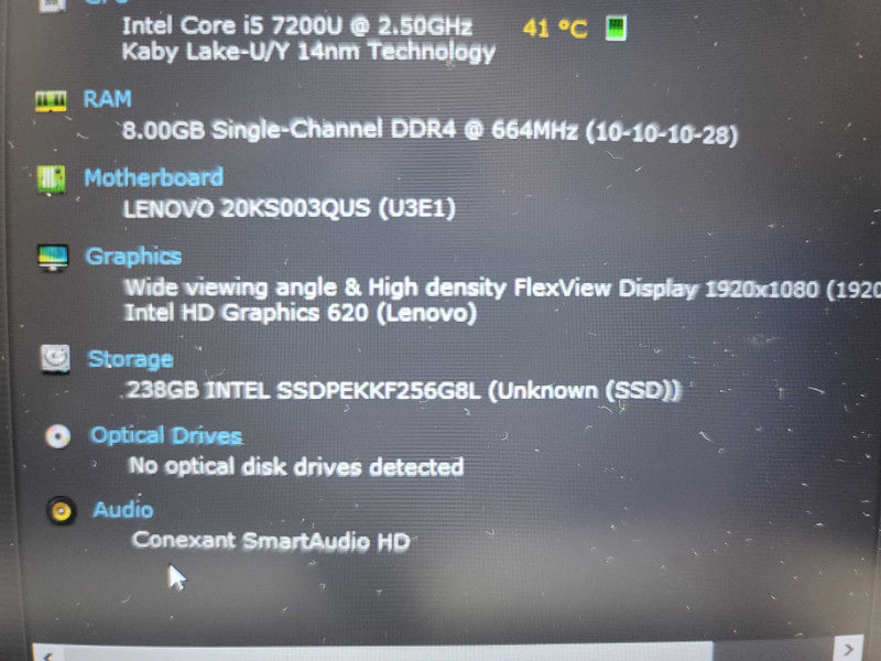 Lenovo ThinkPad E580 i5-7200U, 8GB DDR4, 256GB SSD **dented corner Î²
