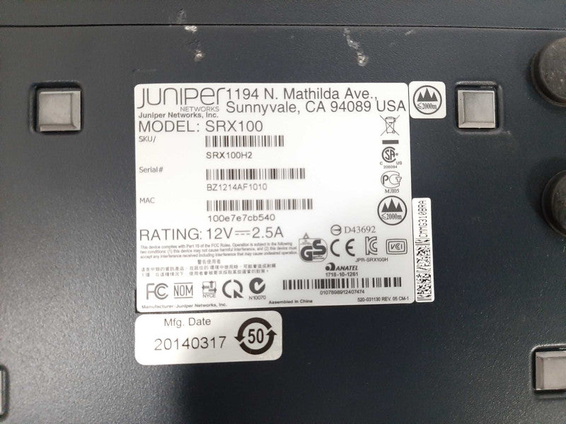 Juniper Networks SRX100 Services Security Appliance Part Number: SRX100H2 $