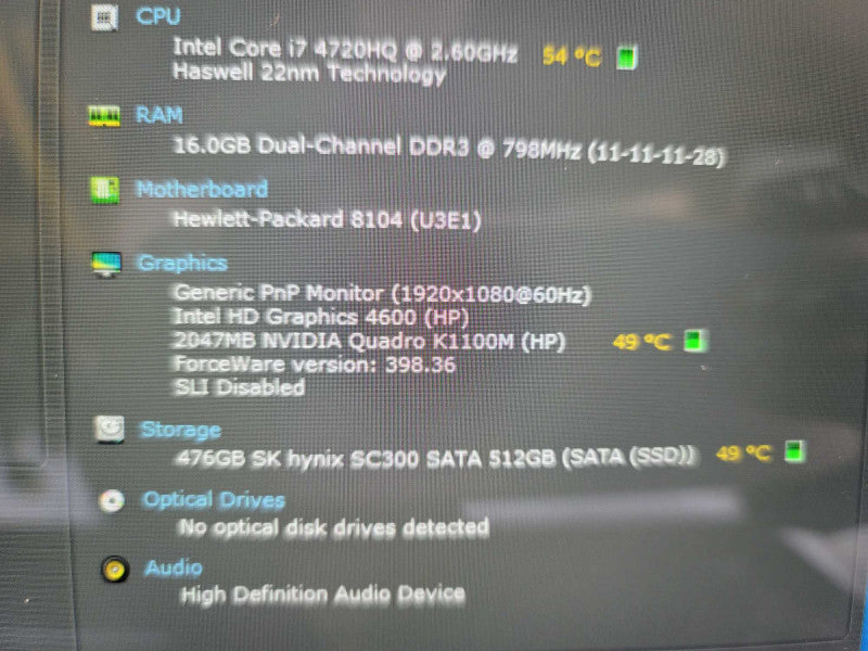 HP  Omen Pro 15, i7-4720HQ, 16GB DDR3. 2GB Nvidia Quadro K1100M, 512GB **READ Î²
