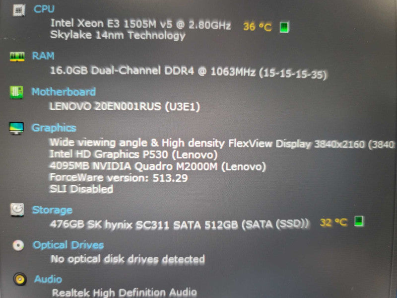 Lenovo ThinkPad P50 Xeon E3-1505M, 16GB DDR4, 4GB Nvidia Quadro M2000M, 512GB Î²