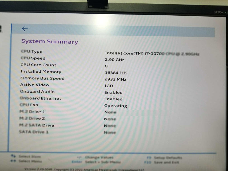 Lenovo 11CR USF PC i7-10700 @ 2.90ghz / 16gb ram / READ #