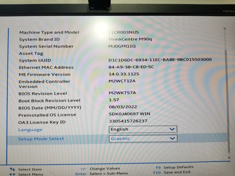 Lenovo 11CR USF PC i7-10700 @ 2.90ghz / 16gb ram / READ #