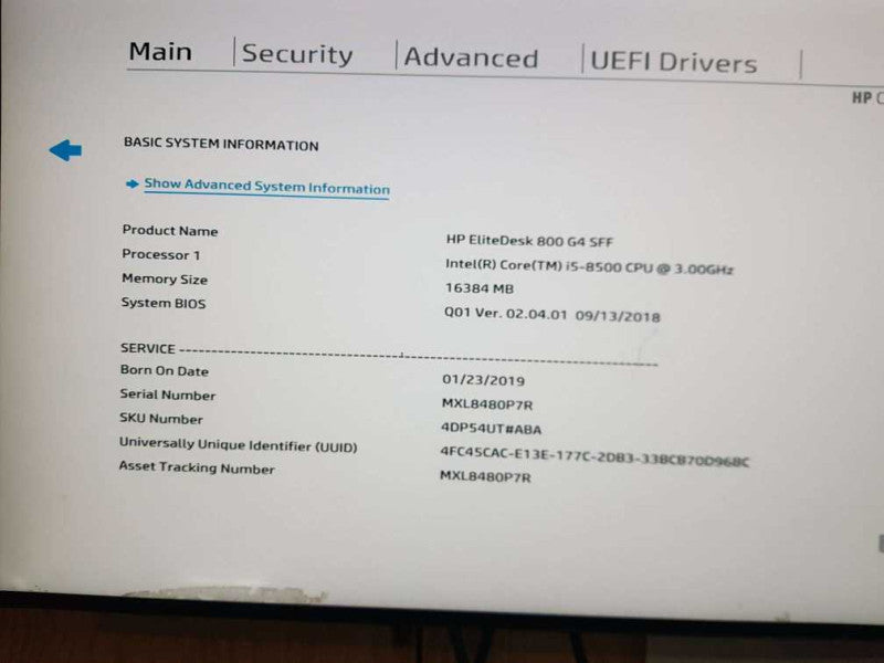 HP EliteDesk 800 G4 SFF Core i5-8500 CPU @ 3.00GHz 16GB DDR4 RAM  Q