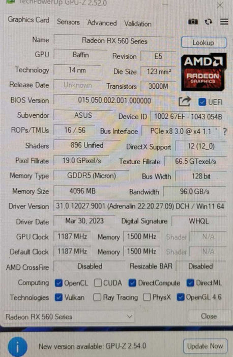 ASUS STRIX AMD RADEON RX460 4GB