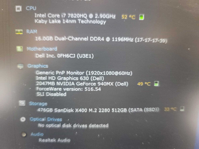 Dell Latitude 5580 i7-7820HQ, 16GB DDR4, 2GB Nvidia GeForce 940MX, 512GB SSD Î²