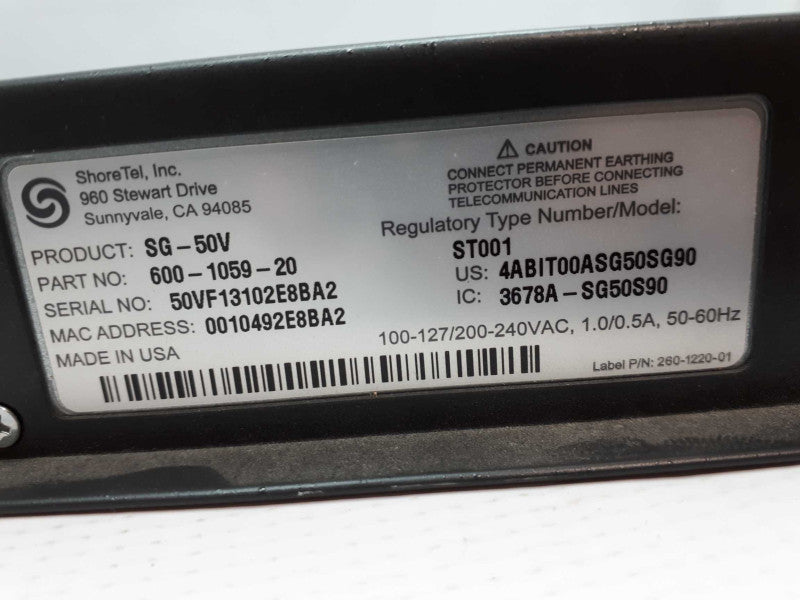 MITEL SHORETEL SG-50V VOICE SWITCH 50V ST001 600-1059-20  &